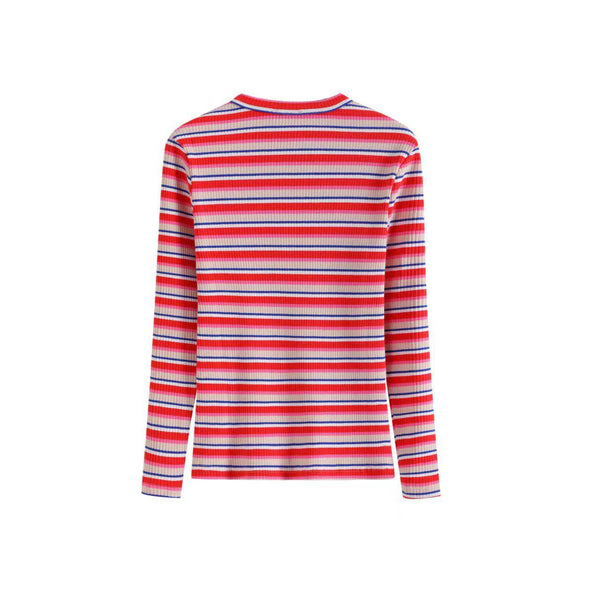 Red Striped Smile Long Sleeve Tee