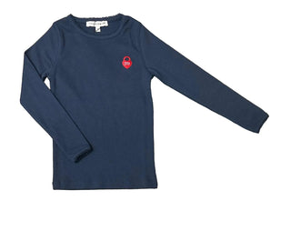 Navy Pico Trim Long Sleeve Tee