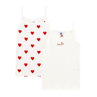 White and Red 2 Pack Heart Print Camisole