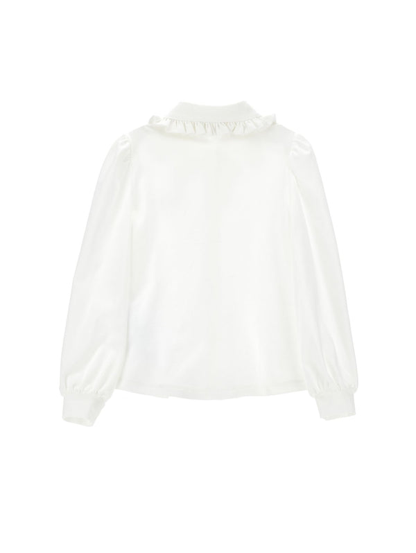 White Lavalliere Bow Blouse