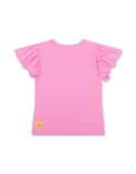 Fuchsia Tjancy Multicolor Logo Flutter Sleeve Tee