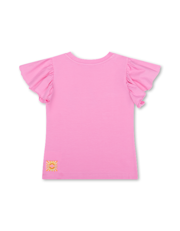 Fuchsia Tjancy Multicolor Logo Flutter Sleeve Tee