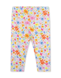 White Peppy Multicolor Flower Print Leggings