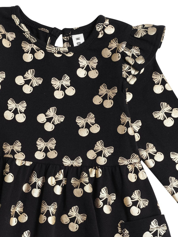Black and Gold Cherry Pie Dress