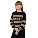 Black Gold Striped Logo Sweater