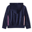 Navy Shimmer Velour Zip Up Sweatshirt