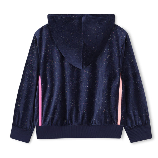 Navy Shimmer Velour Zip Up Sweatshirt