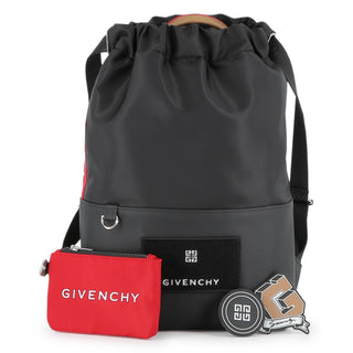 Black Nylon with Red Logo Pouch Backpack