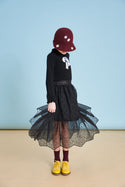 Black Embroidered Chiffon Skirt