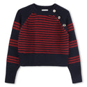 Navy and Red Knit Striped Sweater