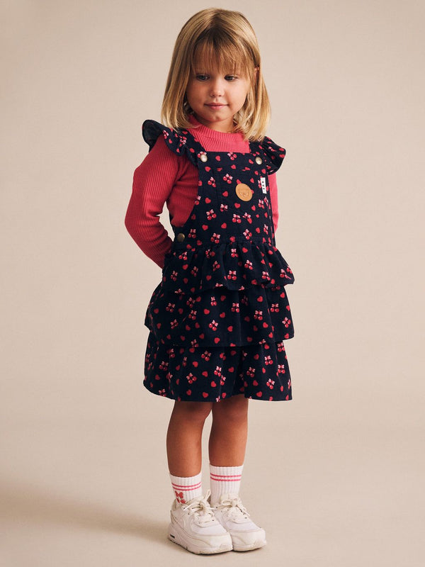 Indigo Cherry Pie Pinafore Cord Dress