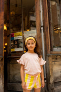 Yellow and Pink Iris Stripe Knit Shorts