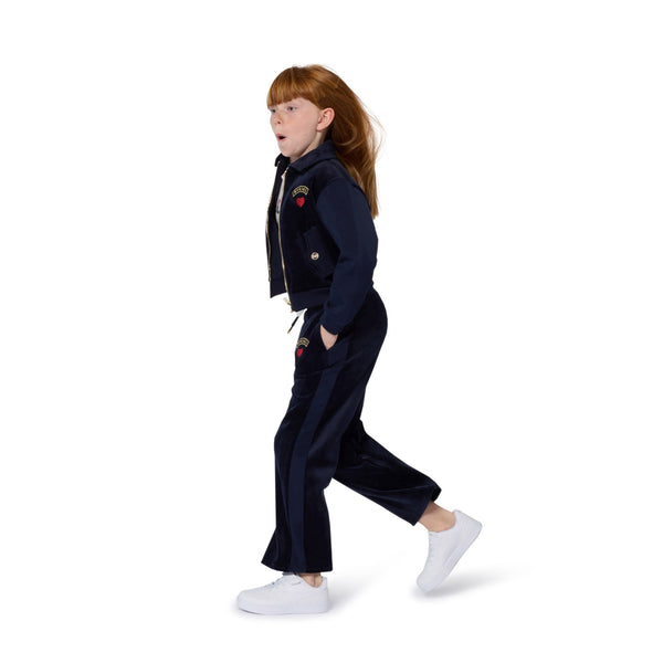 Navy Velour Zip Up Sweatshirt