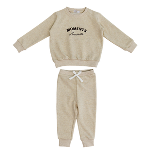 Tan Patch Crewneck and Leggings Set