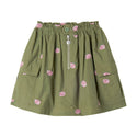 Green Embroidered Ditsy Roses Skirt
