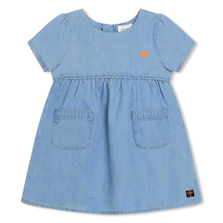 Denim Blue Baby Light Denim Dress with Pockets
