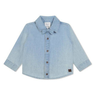 Denim Blue Baby Shirt with Bow Tie