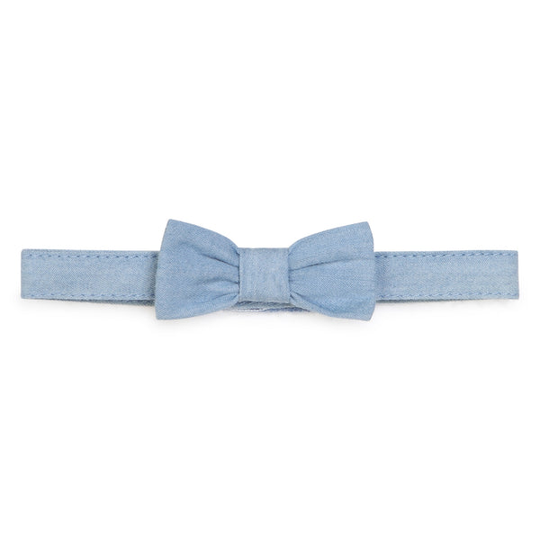 Denim Blue Baby Shirt with Bow Tie