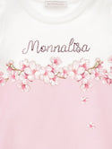 White and Pink Peach Flower Detail Tee