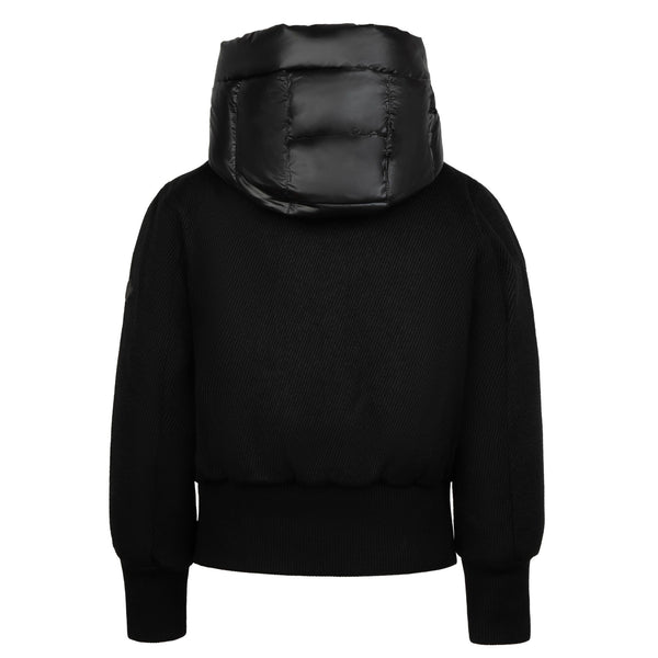 Black Wool Hooded Bomber Coat
