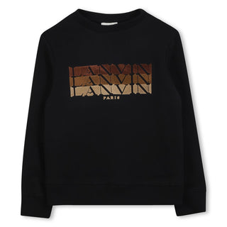 Black with Beige Logo Crewneck
