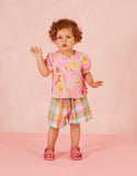 Prism Pink Pomme Scalloped Hem Plaid Shorts