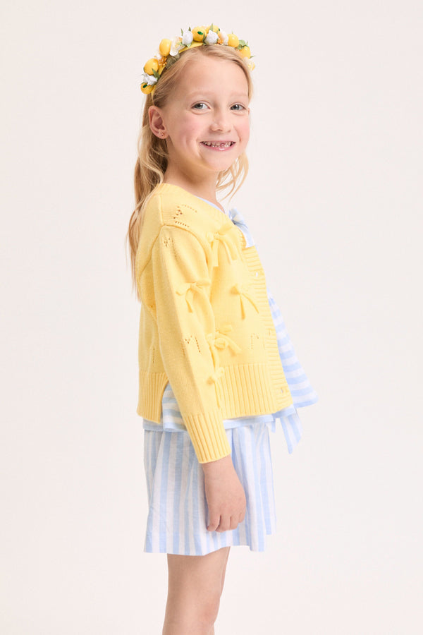 Yellow Bow Knit Cardigan