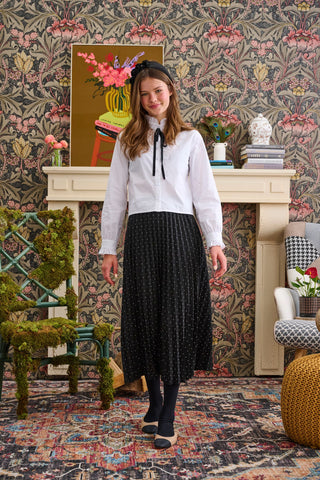 Black Stones Pleated Skirt