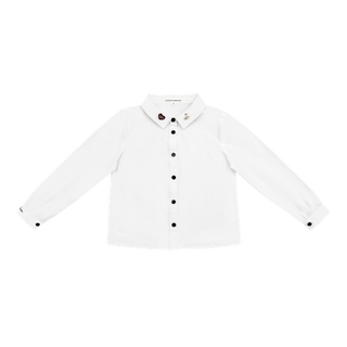White Embroidered Collar Shirt