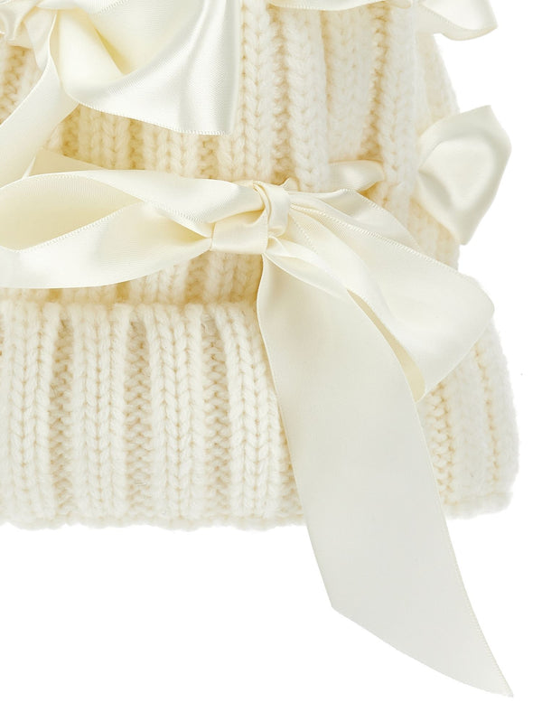 White Knit Bow Hat