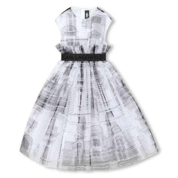 White and Black Ceremony Long Mesh Dress White and Black Ceremony Long Mesh Dress