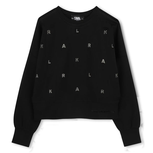 Black Rhinestone Mini Logos Sweatshirt