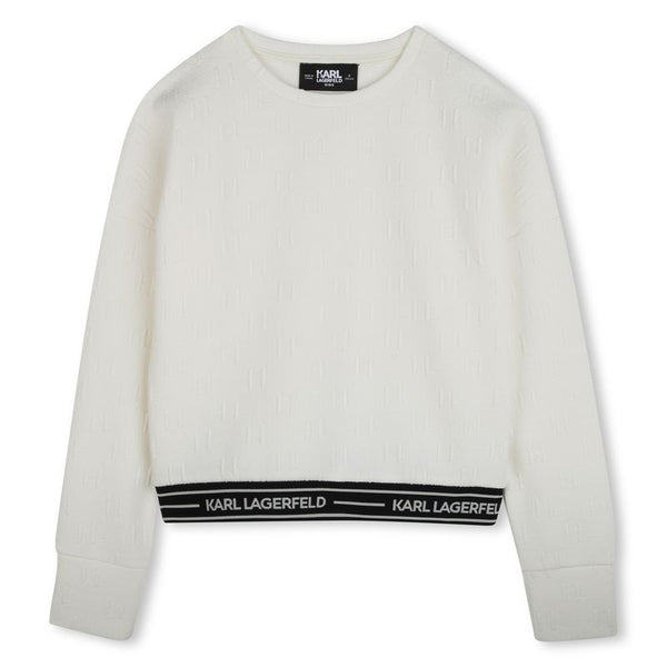 Ivory Jacquard Logo Edge Sweatshirt