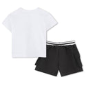 White and Black Tee & Shorts Ensemble