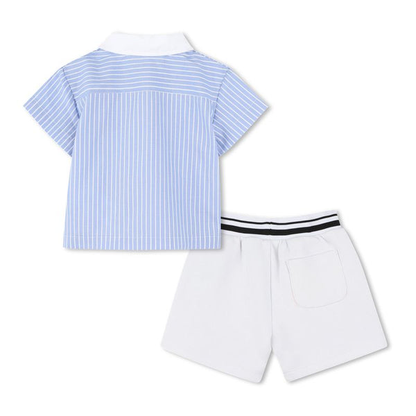 Blue and White Shirt & Shorts Ensemble