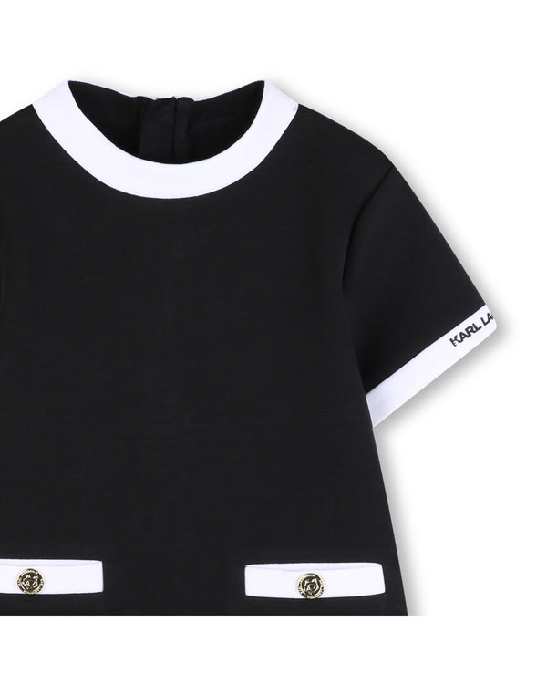 Black with White Trim Shift Dress