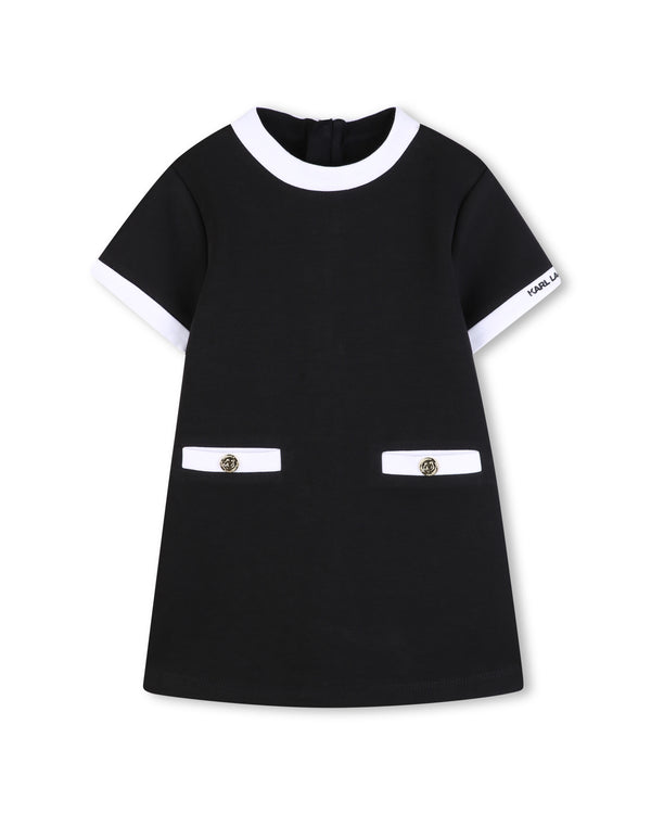 Black with White Trim Shift Dress