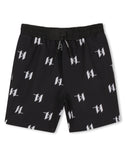 Black KL Allover Swim Trunk