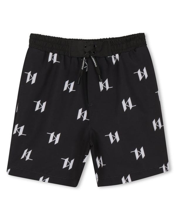 Black KL Allover Swim Trunk
