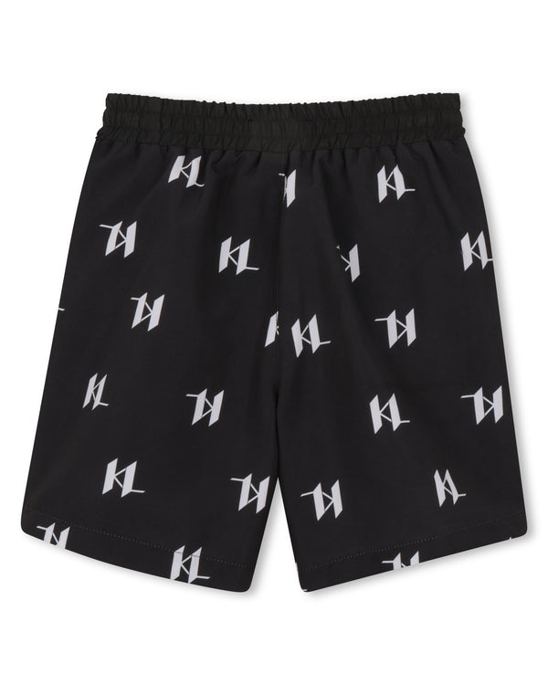 Black KL Allover Swim Trunk