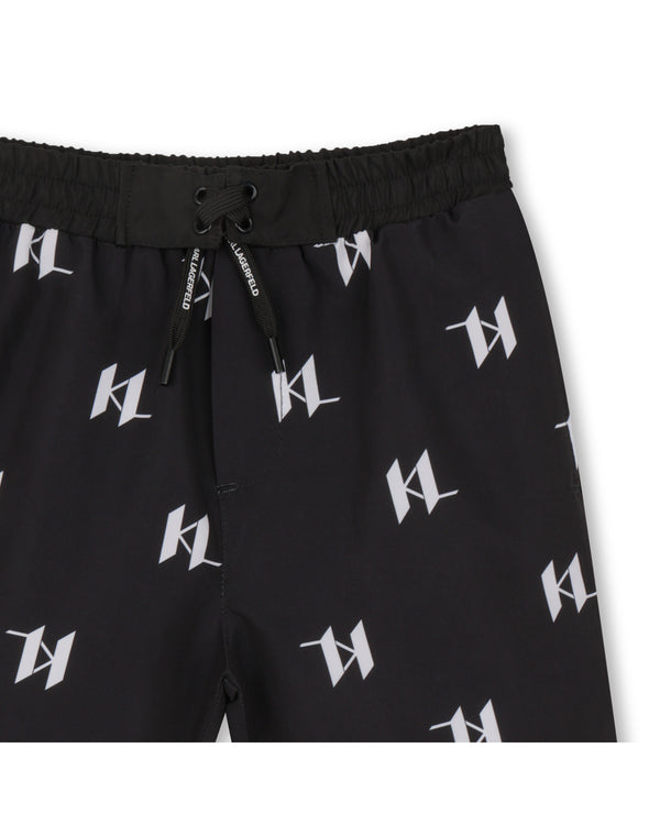 Black KL Allover Swim Trunk