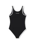 Black with White Trim Logo Swimsuit