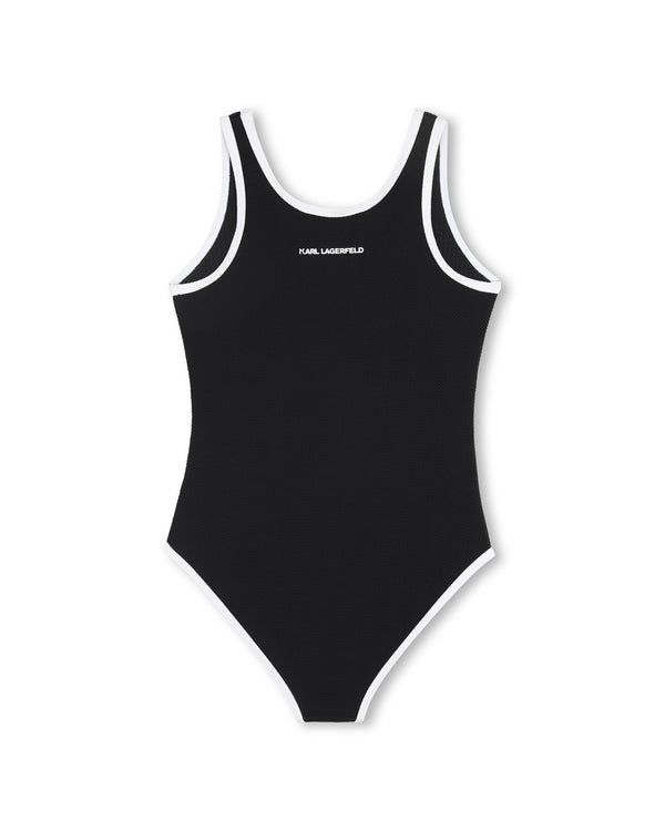 Black with White Trim Logo Swimsuit
