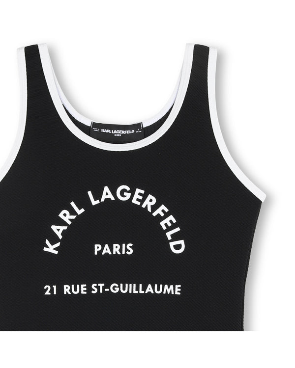 Black with White Trim Logo Swimsuit