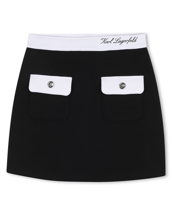 Black with White Trim Mini Skirt