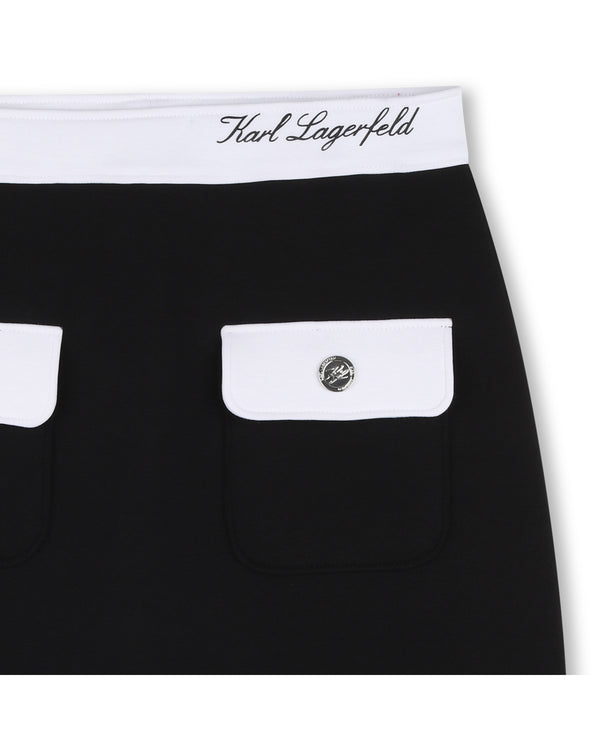 Black with White Trim Mini Skirt