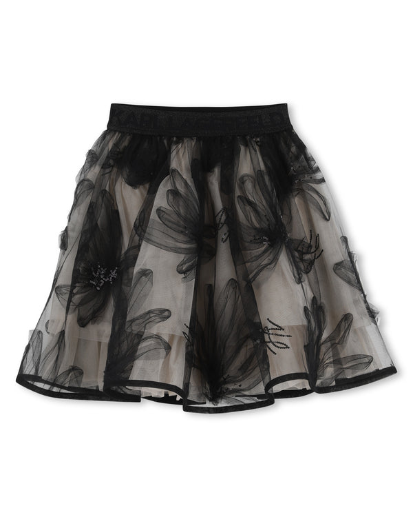Black Tulle 3D Flower Skirt