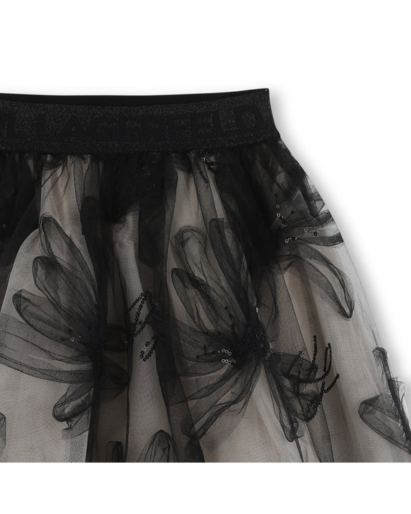 Black Tulle 3D Flower Skirt
