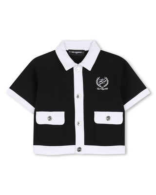 Black with White Trim Collar Top