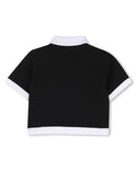 Black with White Trim Collar Top